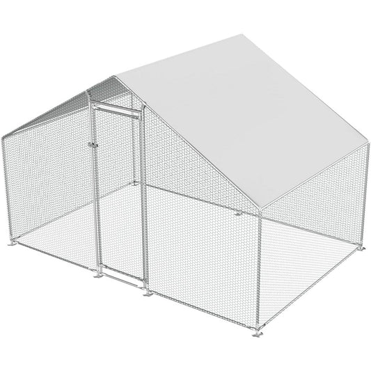 9.8 Ft x 6.5 Ft Outdoor Metal Walk-in Chicken Coop Cage with